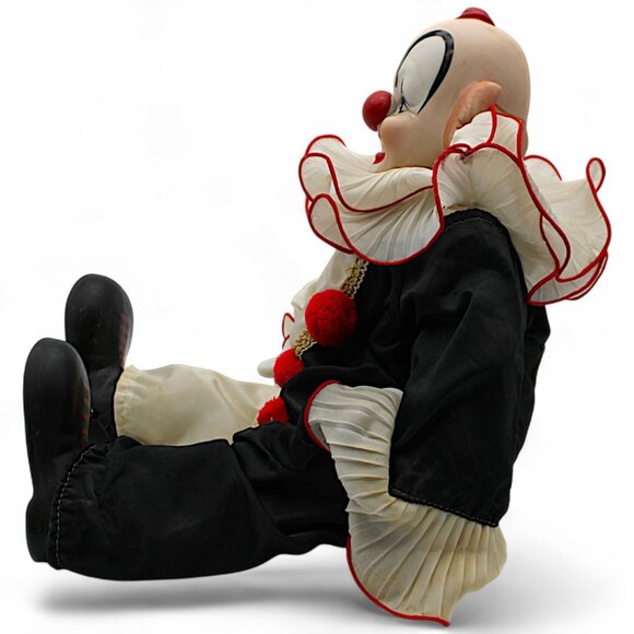 Dynasty Doll Collection Pierrot Clown Doll With Red Trim & Pom-Poms - Picture 4 of 7